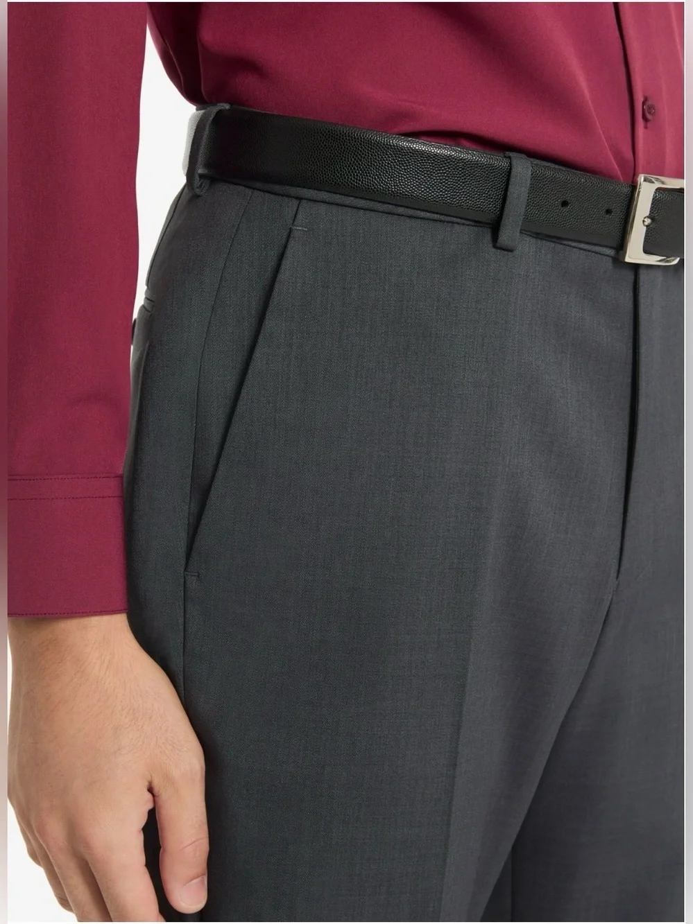 Chaps Mens Dress Pants 38x32 Charcoal Regular Fit Flat Front Stretch Waist